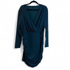 SHEIN Curve Emerald‎ Green Form-fitting Long-sleeve Dress, Women's Size 2XL